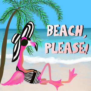 3″ Square “Beach, Please” Sticker